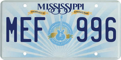 MS license plate MEF996