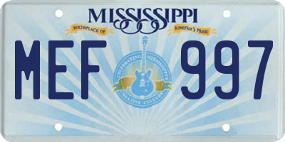 MS license plate MEF997