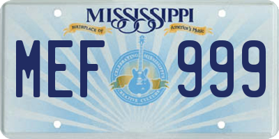 MS license plate MEF999