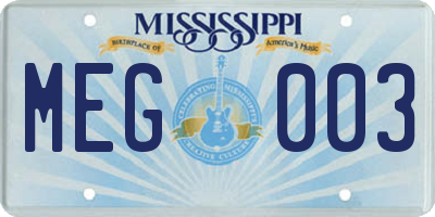 MS license plate MEG003