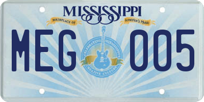 MS license plate MEG005