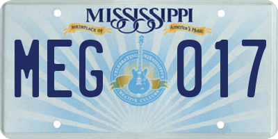 MS license plate MEG017