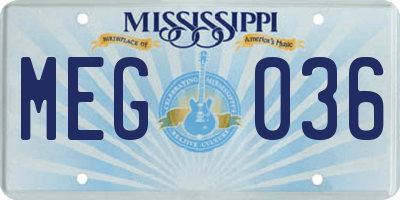 MS license plate MEG036
