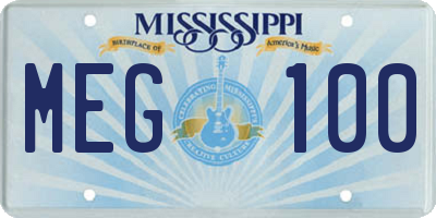 MS license plate MEG100