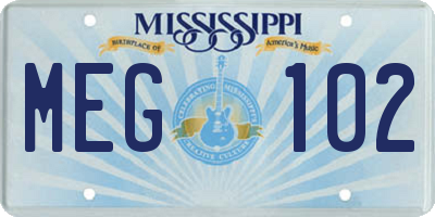 MS license plate MEG102