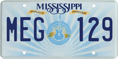 MS license plate MEG129