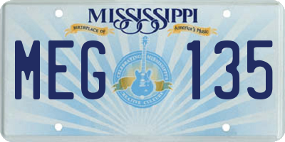 MS license plate MEG135