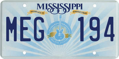 MS license plate MEG194