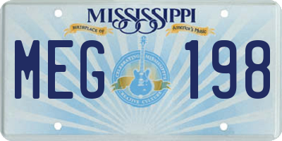 MS license plate MEG198