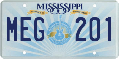 MS license plate MEG201