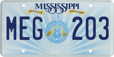 MS license plate MEG203