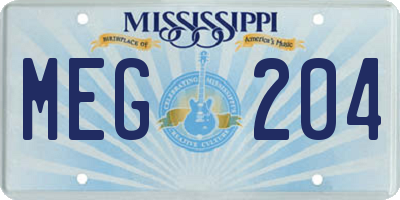 MS license plate MEG204