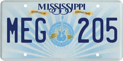 MS license plate MEG205