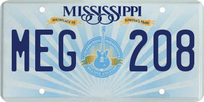 MS license plate MEG208
