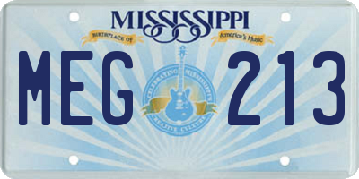 MS license plate MEG213