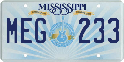 MS license plate MEG233