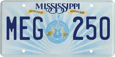 MS license plate MEG250