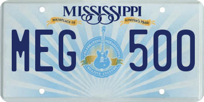 MS license plate MEG500