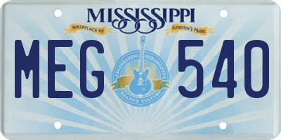 MS license plate MEG540