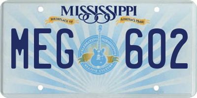 MS license plate MEG602
