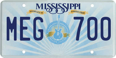 MS license plate MEG700