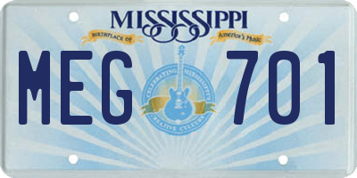 MS license plate MEG701