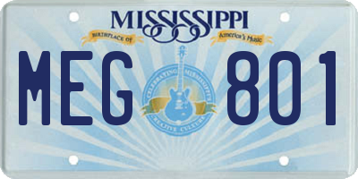MS license plate MEG801
