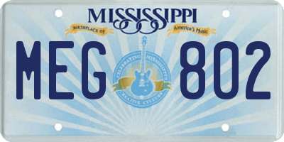 MS license plate MEG802
