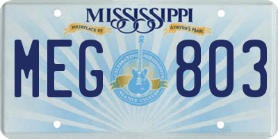 MS license plate MEG803