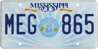 MS license plate MEG865