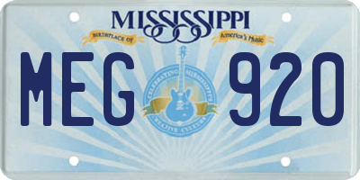 MS license plate MEG920