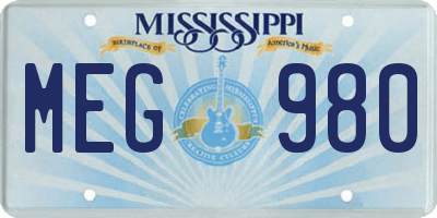 MS license plate MEG980