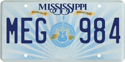 MS license plate MEG984