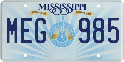 MS license plate MEG985