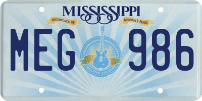 MS license plate MEG986