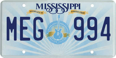 MS license plate MEG994