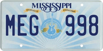 MS license plate MEG998
