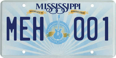 MS license plate MEH001