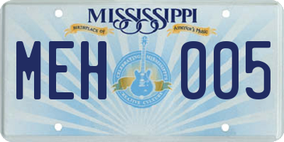 MS license plate MEH005