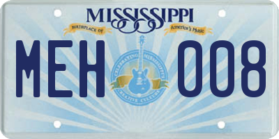 MS license plate MEH008
