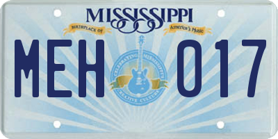MS license plate MEH017