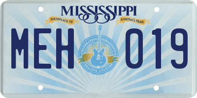 MS license plate MEH019