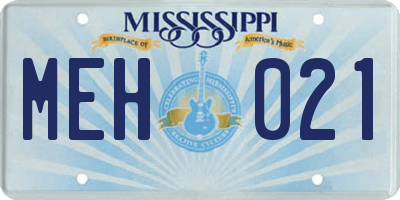 MS license plate MEH021