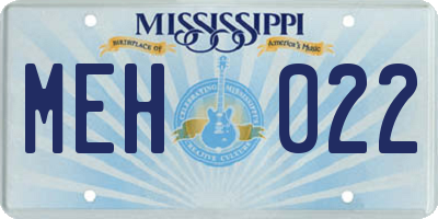 MS license plate MEH022
