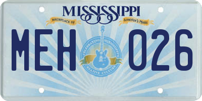 MS license plate MEH026