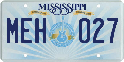 MS license plate MEH027