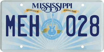 MS license plate MEH028