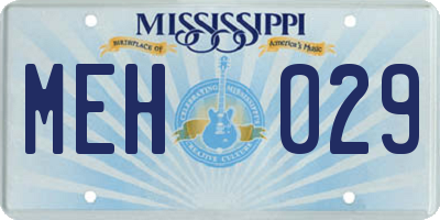 MS license plate MEH029