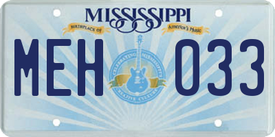 MS license plate MEH033