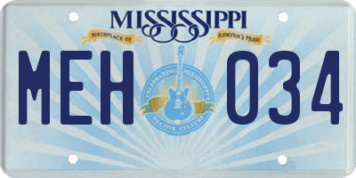MS license plate MEH034